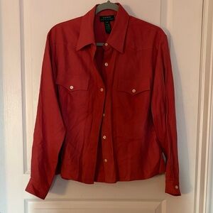 Lauren Ralph Lauren Women's Red Button Down Shirt